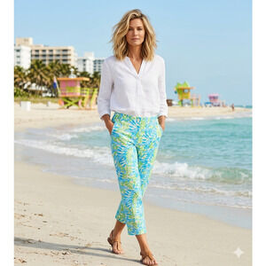 Lilly Pulitzer Alligator Mimosa Everglades Capri Pants S6 resort beach Vacaycore